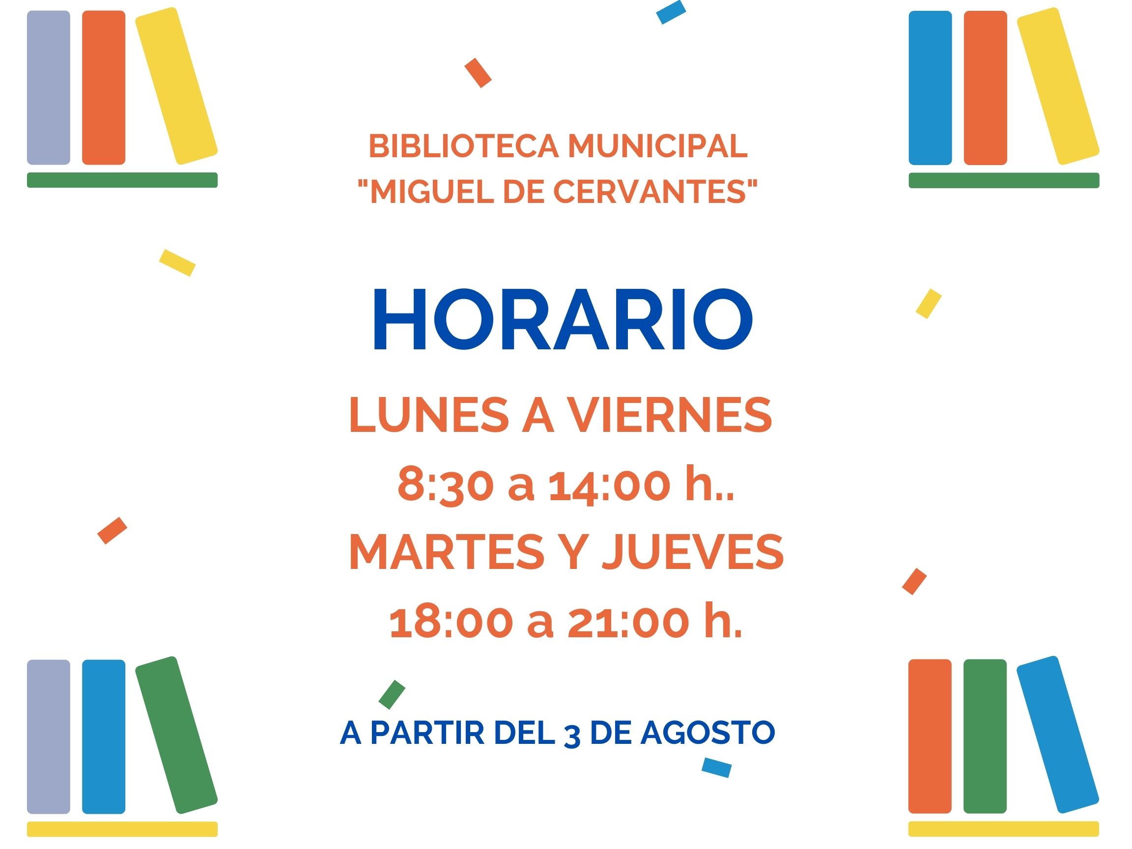 Horario agosto biblioteca